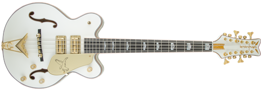 G6136B-TP12 Custom Shop Tom Petersson Signature White Falcon™ Bass 12-String with Cadillac Tailpiece, White Lacquer
