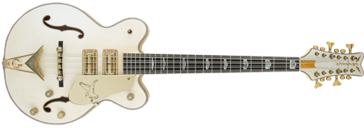 G6136B-TP12 Custom Shop Tom Petersson Signature White Falcon™ 12-String Bass with Cadillac Tailpiece, White Lacquer Relic