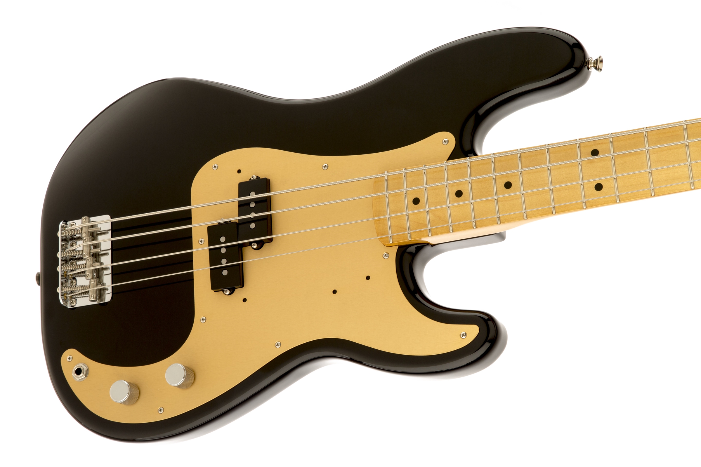 '50s Precision Bass®, Maple Fingerboard, Black, Gold Anodized Aluminum Pickguard Fender Bass