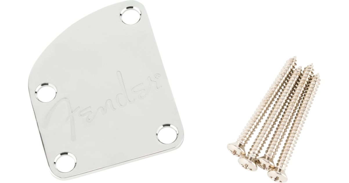 Countoured Heel Neck Plate w/Spaghetti Logo, Chrome | Parts