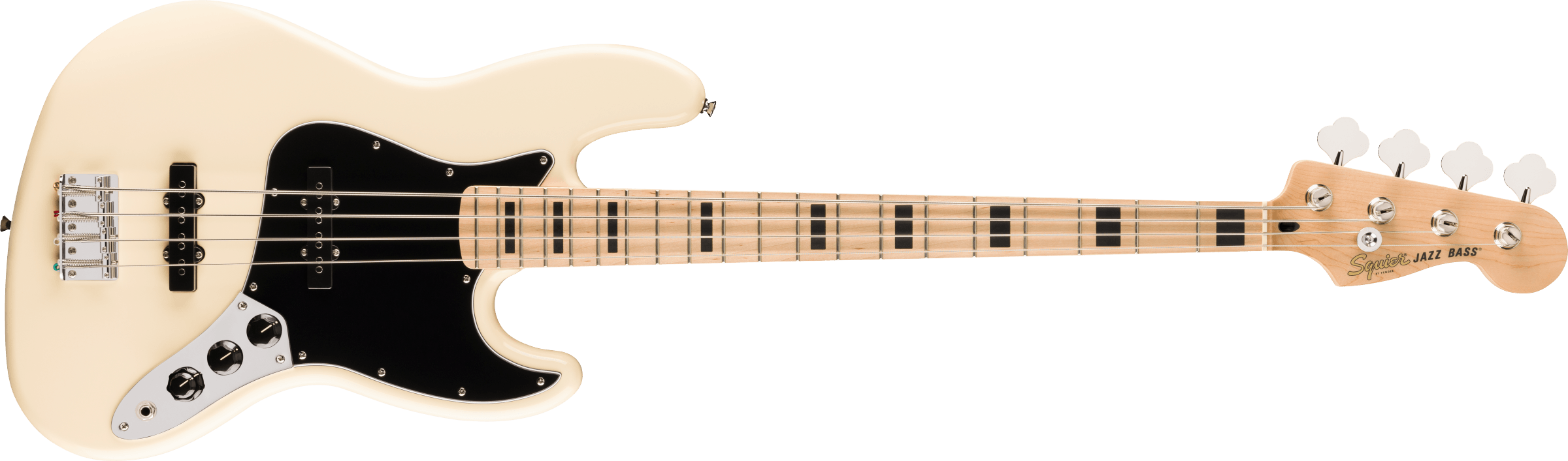 SQUIER Affinity Series Active Jazz Bass, Maple Fingerboard, Black Pickguard, Olympic White - 0378703505