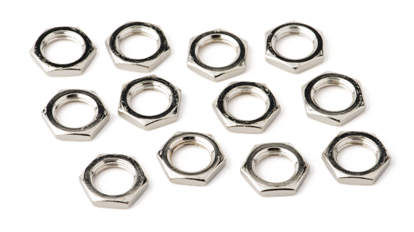 FENDER Amplifier Jack Nuts, Hex 7/16 - 20 X 1/8, Nickel (12) - 0053479049