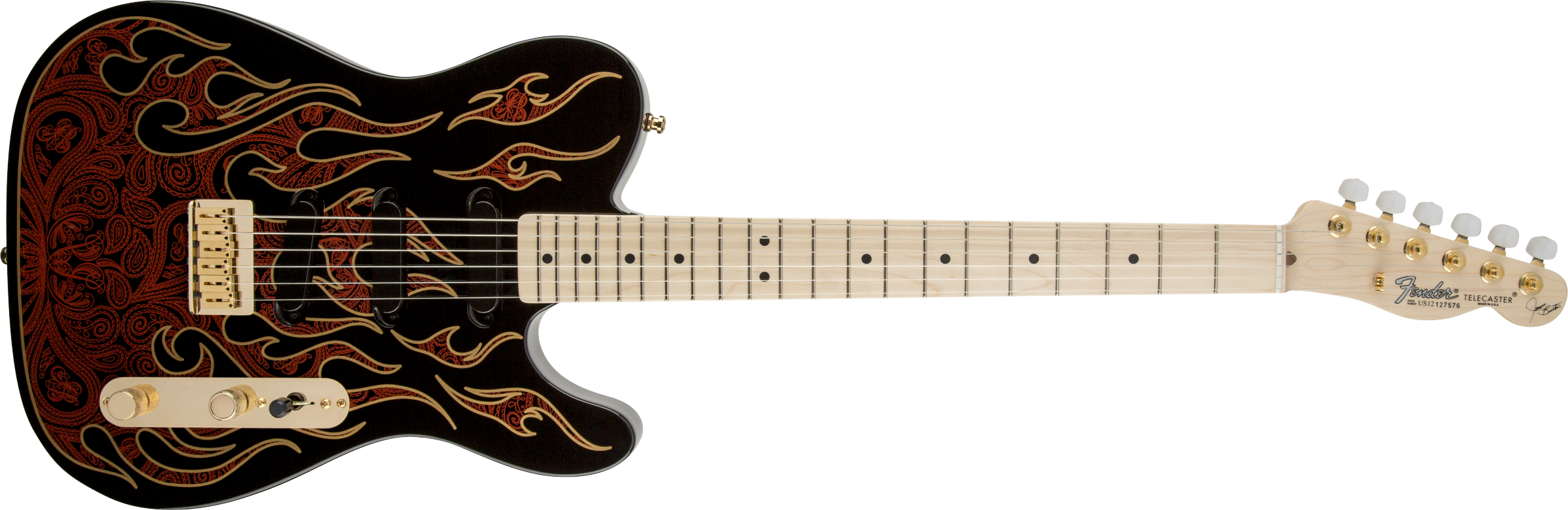 FENDER James Burton Telecaster, Maple Fingerboard, Red Paisley Flames - 0108602887