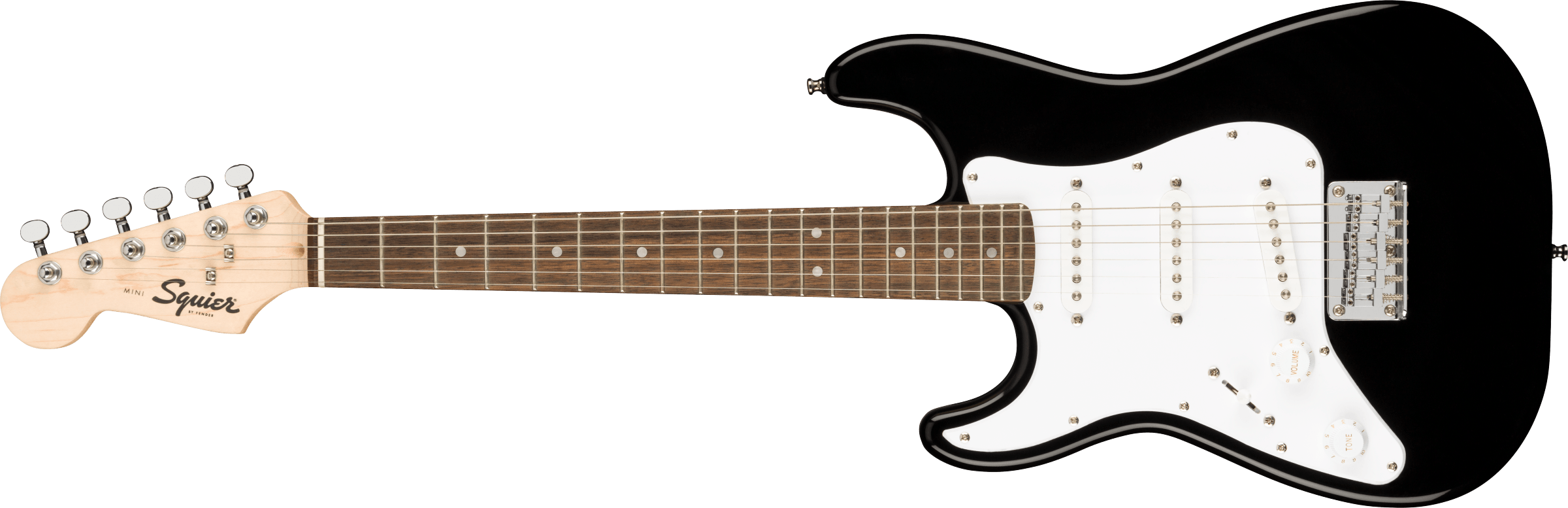 SQUIER Mini Stratocaster Left-Handed, Laurel Fingerboard, White Pickguard, Black - 0370123506