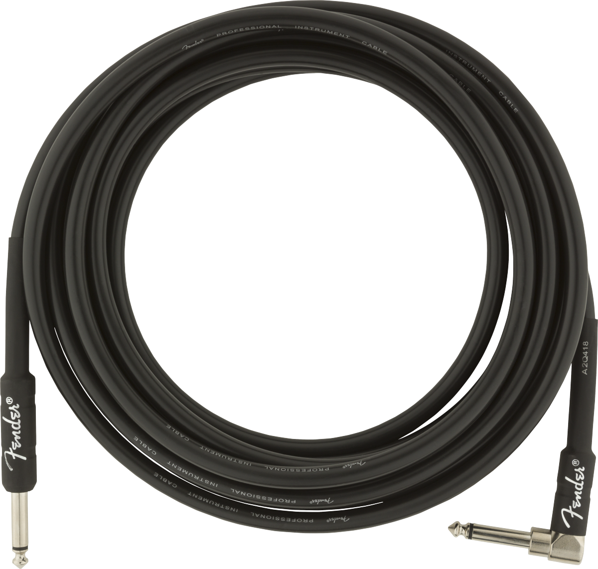 FENDER Professional Series Instrument Cables, Straight/Angle, 15, Black - 0990820059