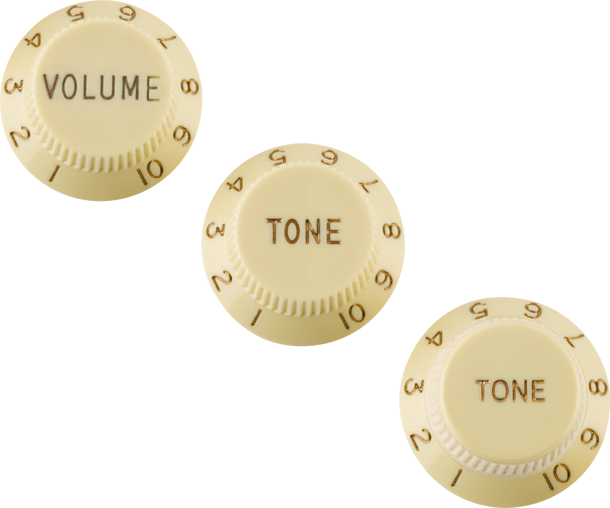 Fender Stratocaster Knobs, Aged White (volume, Tone, Tone) (3) Left