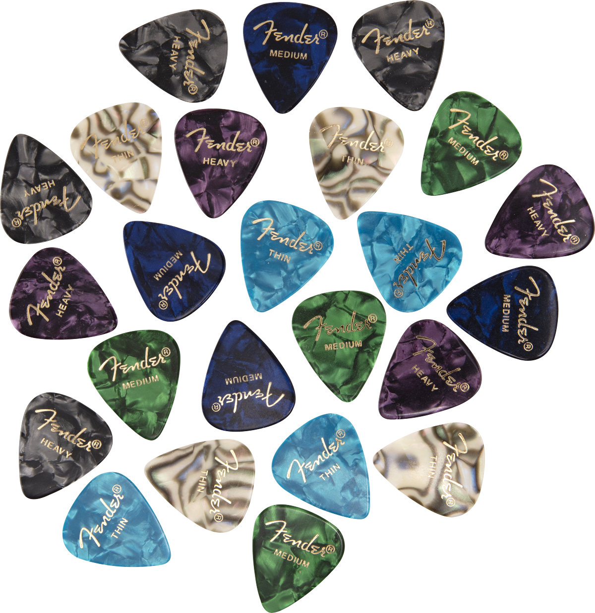 FENDER 351 Shape Premium Picks -24 Count Pack, Multi-Color - 1980351924