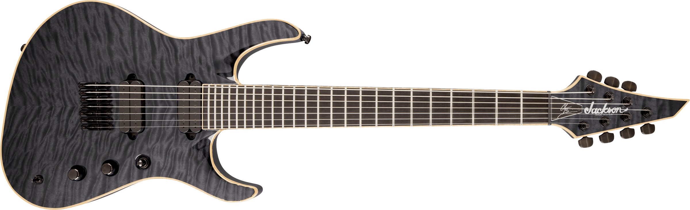JACKSON USA Signature Chris Broderick Soloist HT7, Ebony Fingerboard, Transparent Black - 2803157885