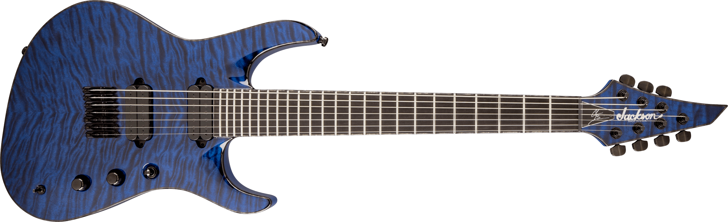 JACKSON USA Signature Chris Broderick Soloist HT7, Ebony Fingerboard, Transparent Blue - 2803157886