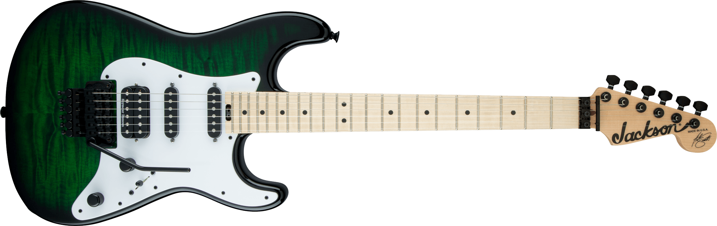 JACKSON USA Signature Adrian Smith San Dimas SDQM, Maple Fingerboard, Transparent Green Burst - 2804052887