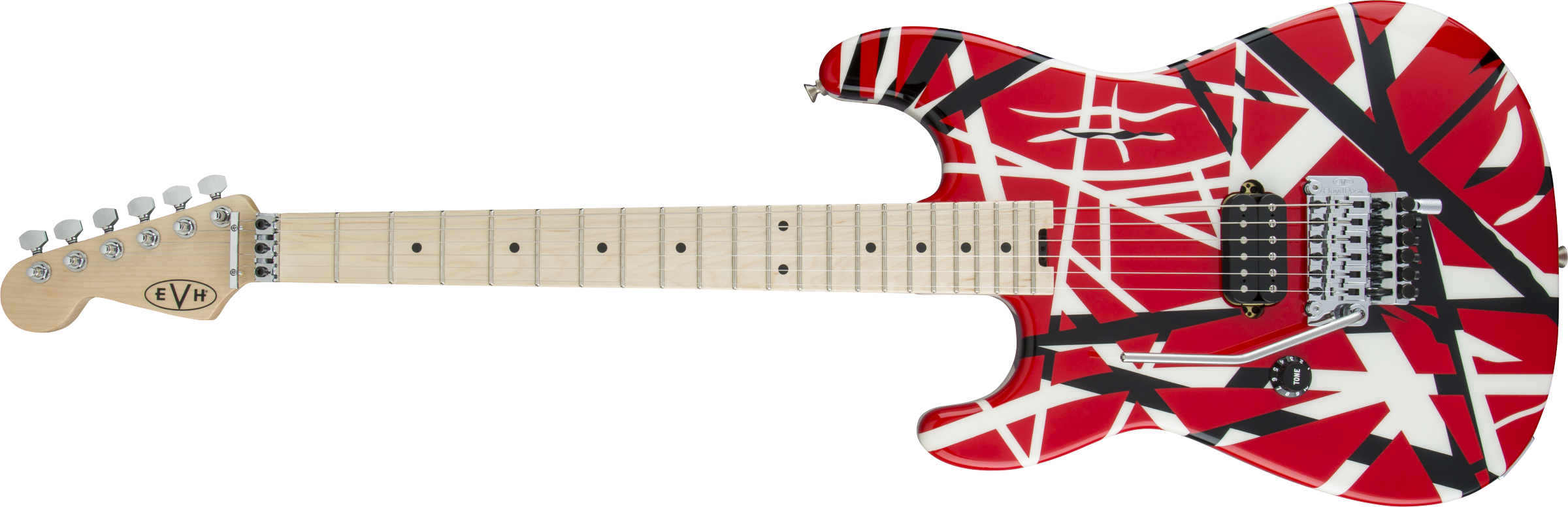 EVH Striped Series LH R/B/W, Maple Fingerboard, Red, Black and White Stripes - 5107912503