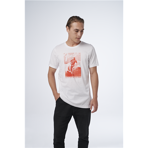 FENDER Fender Jaguar Surf T-Shirt, White and Red, S - 9123013106