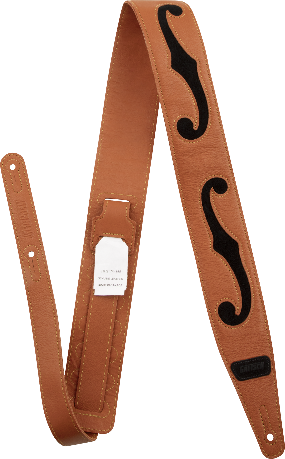 GRETSCH Gretsch F-Holes Leather Strap, Orange and Black, 3 - 9224362100