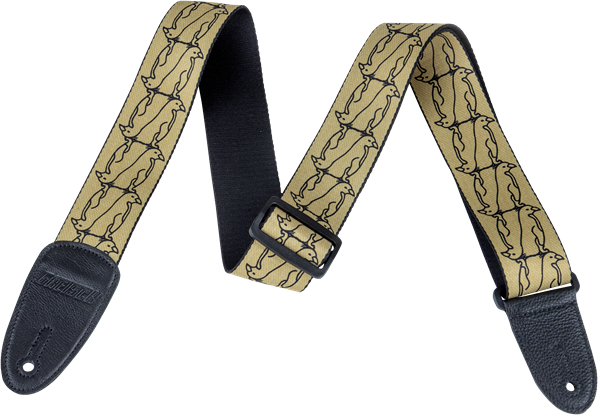 GRETSCH Gretsch Alternating Gold Penguins Strap, Black - 9227364001