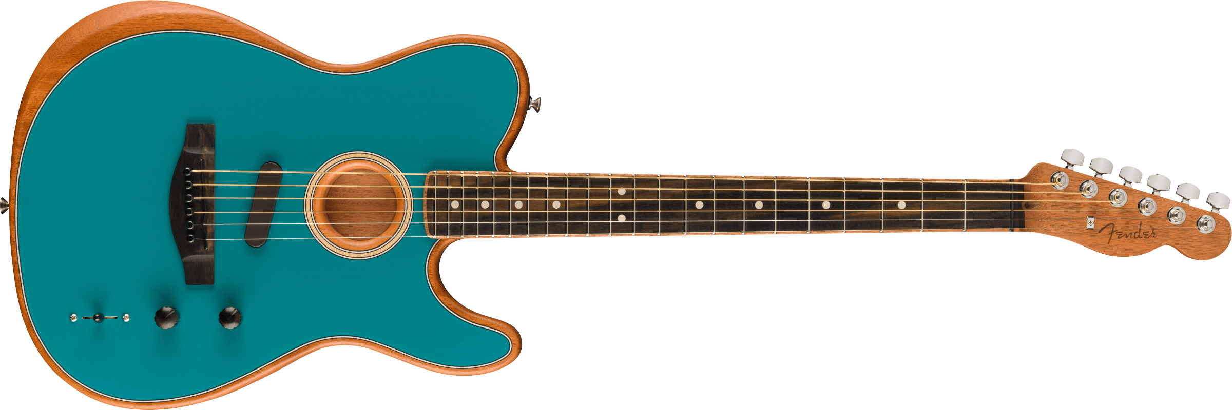 FENDER DE American Acoustasonic Telecaster, Channel-Bound Neck, Ebony Fingerboard, Ocean Turquoise - 0972313108