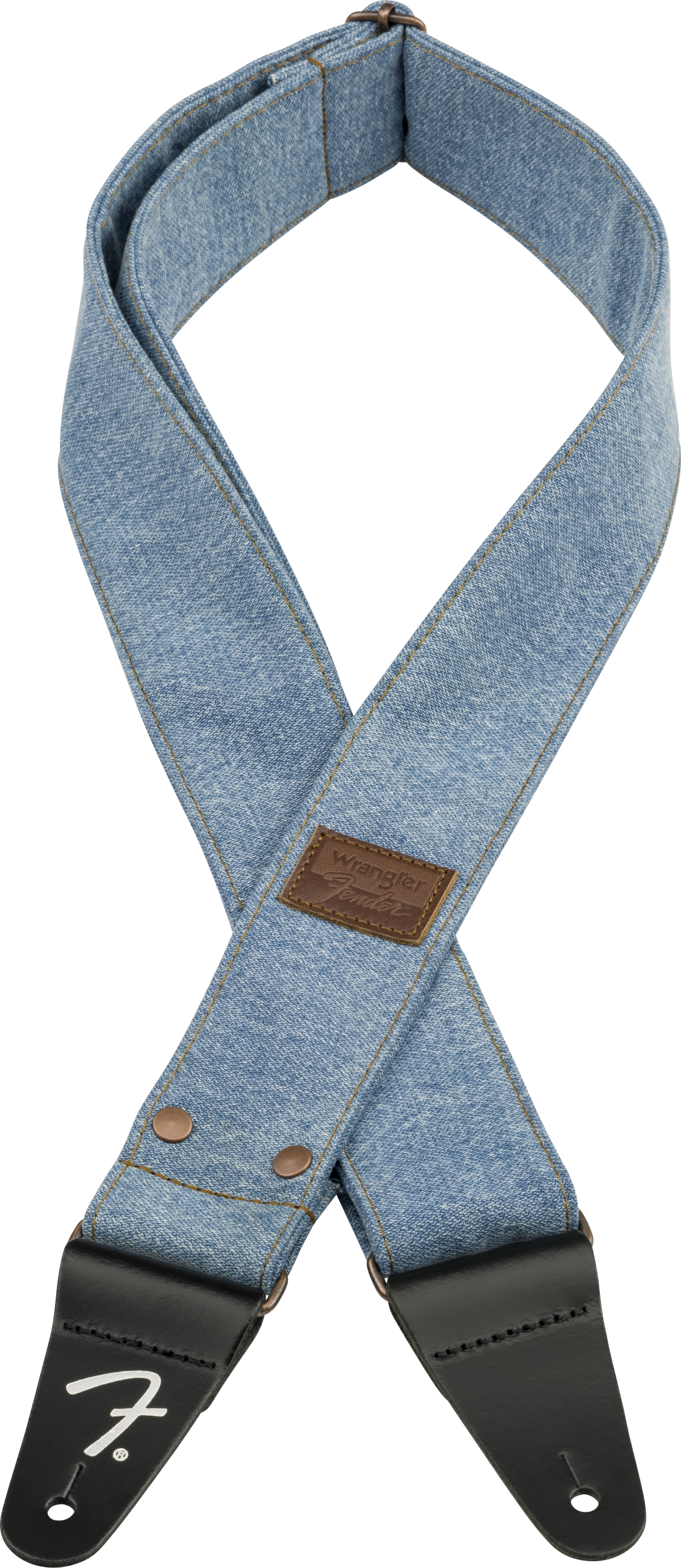 FENDER Fender x Wrangler Riveted Denim Strap, Light Indigo - 0990638002