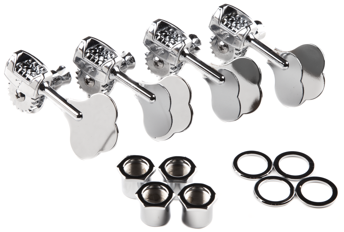 FENDER Deluxe F Stamp Bass Tuning Machines, (4), Chrome - 0097335049