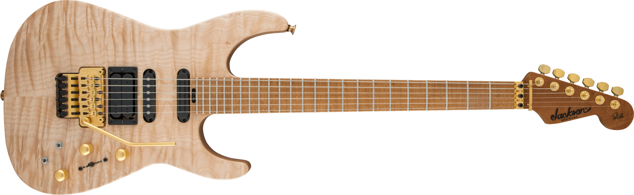 JACKSON USA Signature Phil Collen PC1 Satin Stain, Caramelized Flame Maple Fingerboard, Satin Au Natural - 2803152875