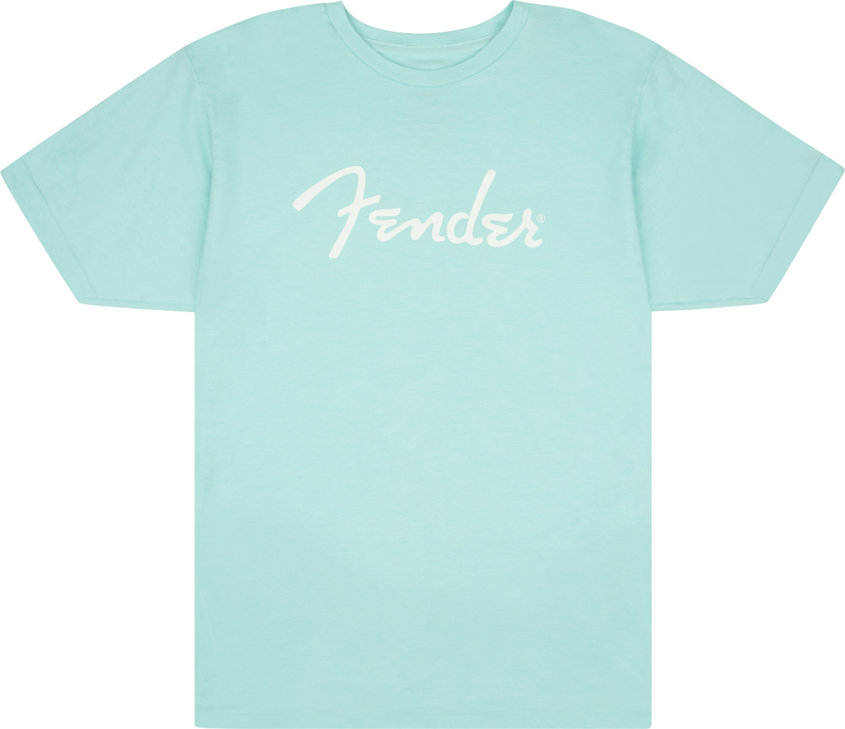 FENDER Fender Spaghetti Logo T-Shirt, Daphne Blue, XXL - 9192222806