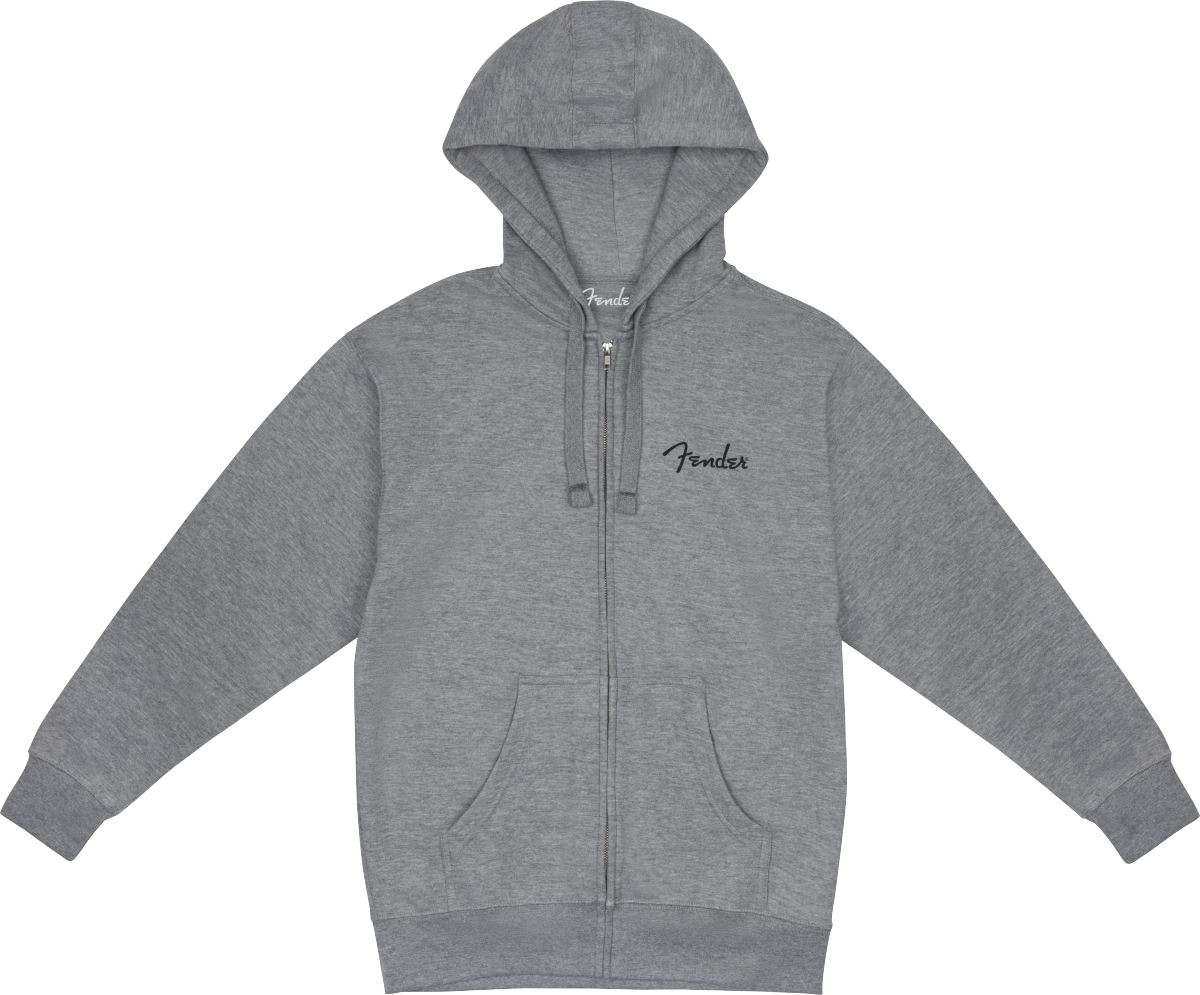 FENDER Fender Spaghetti Small Logo Zip Front Hoodie, Athletic Gray, XL - 9113300606