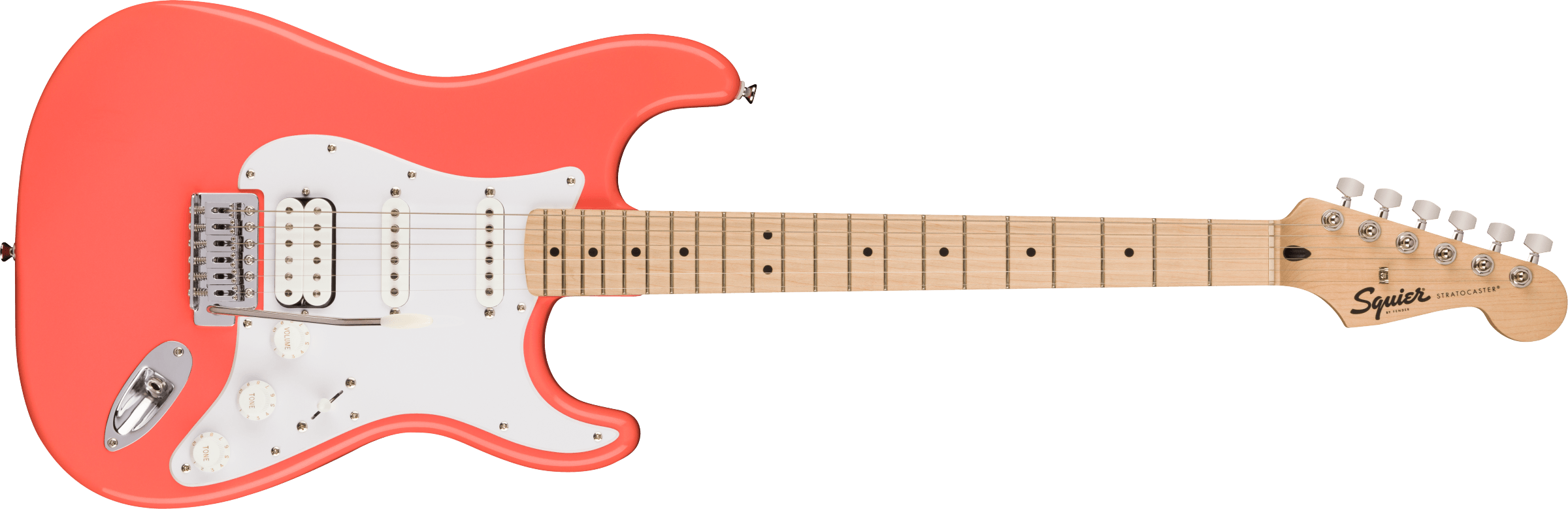 SQUIER Squier Sonic Stratocaster HSS, Maple Fingerboard, White Pickguard, Tahitian Coral - 0373202511