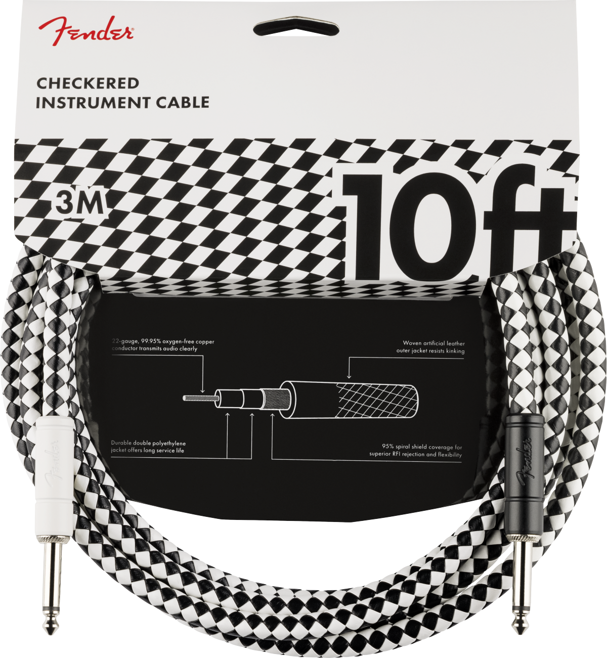FENDER Pro 10 Instrument Cable, Checkerboard - 0990810288