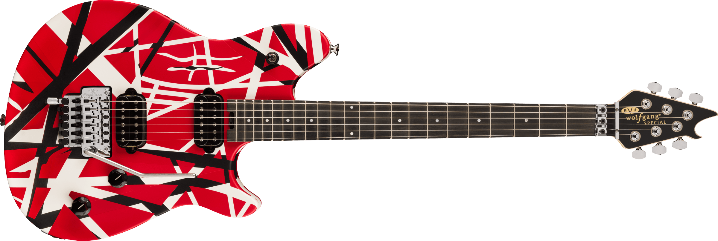 EVH Wolfgang Special Striped Series, Ebony Fingerboard, Red, Black, and White - 5107702315