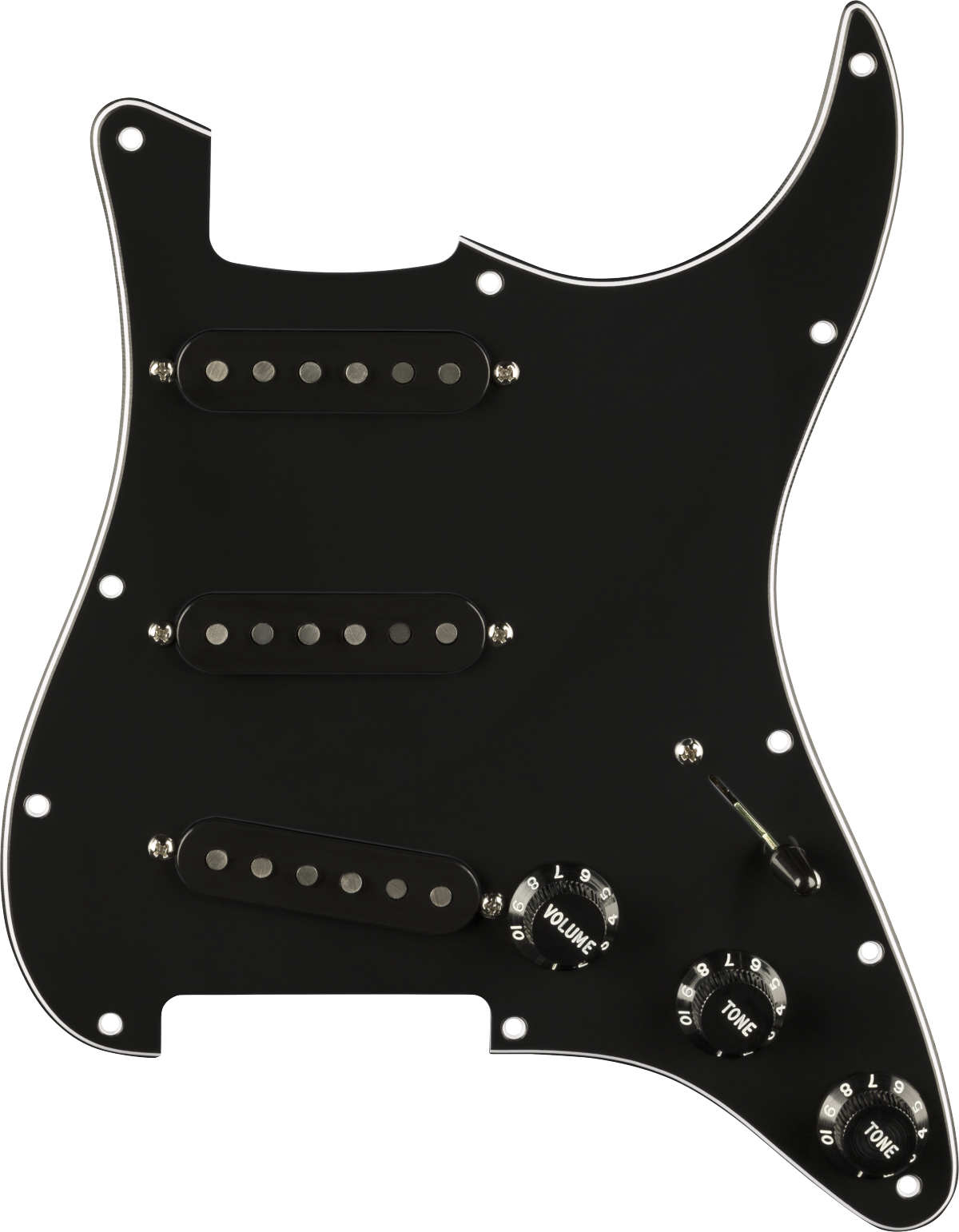 FENDER Pre-Wired Strat Pickguard, Pure Vintage 59 w/RWRP Midde, Black 11 Hole PG - 0992236506