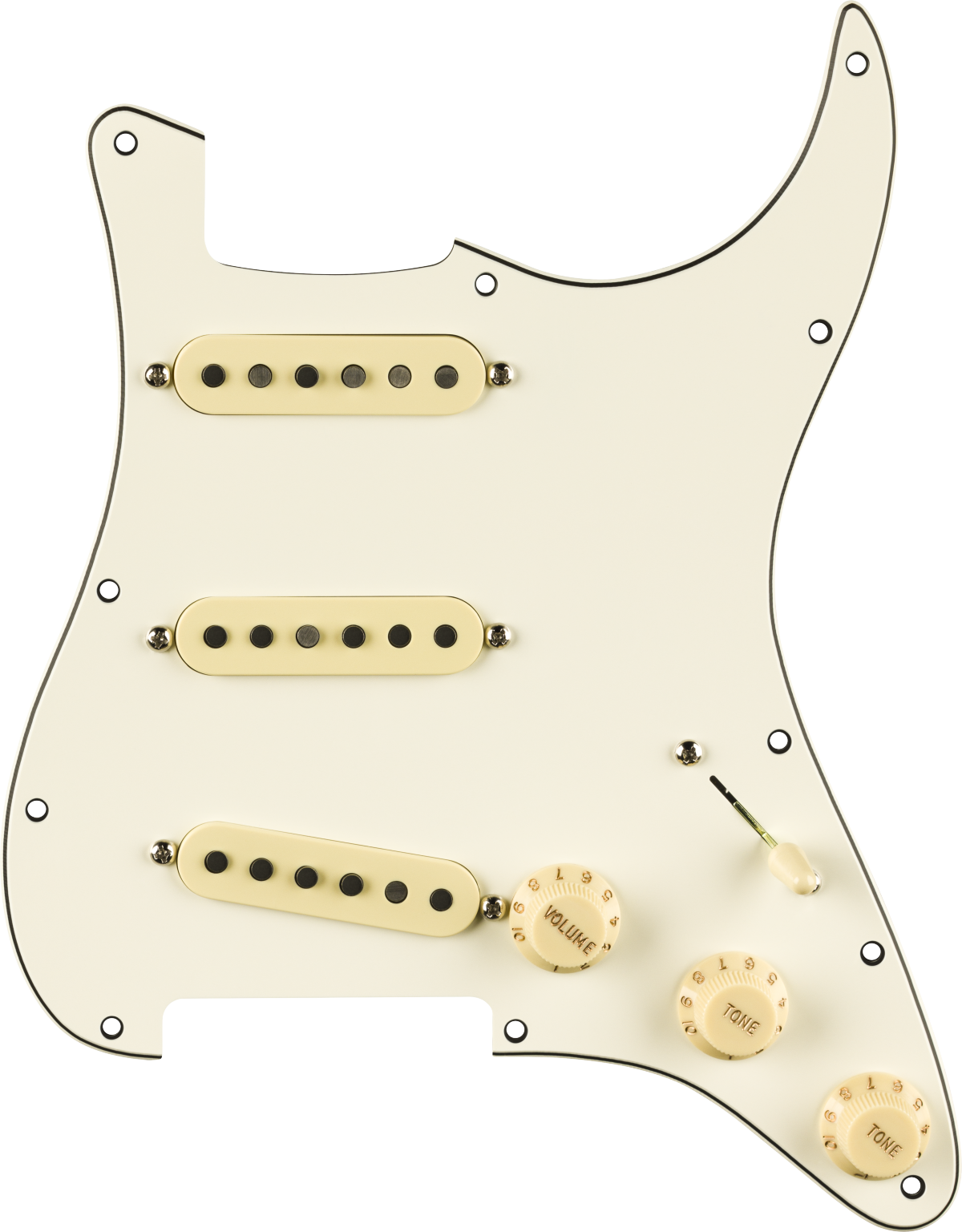 FENDER Pre-Wired Strat Pickguard, Pure Vintage 59 w/RWRP Midde, Parchment 11 Hole PG - 0992236509