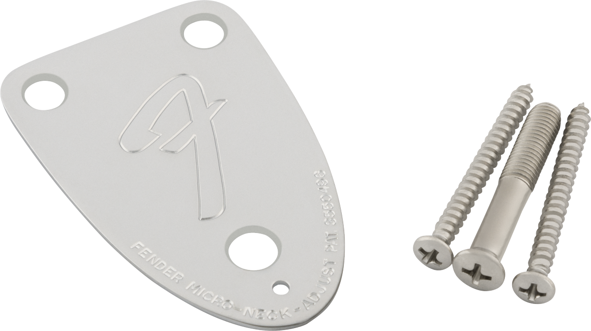 FENDER 70s Vintage-Style 3-Bolt F Stamped Guitar Neck Plate, Chrome - 0054525049