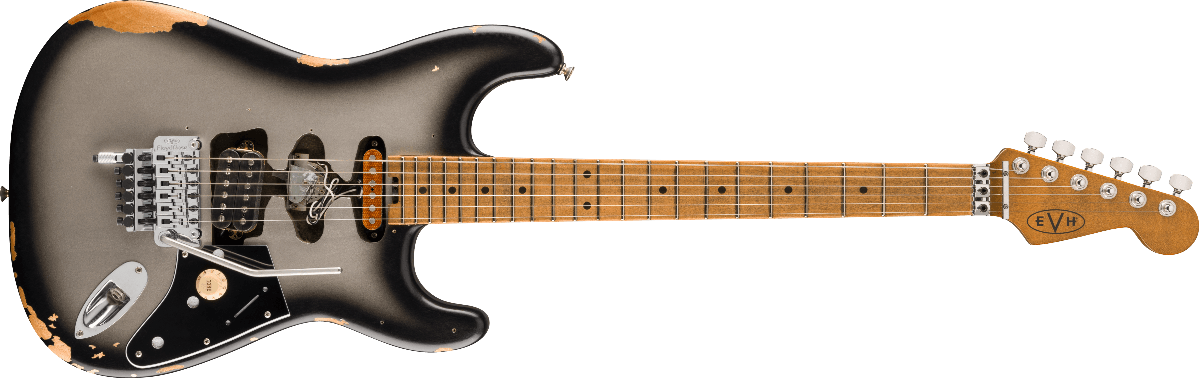 EVH EVH Limited Edition Frankenstein Relic Series, Maple Fingerboard, Silverburst - 5108005521