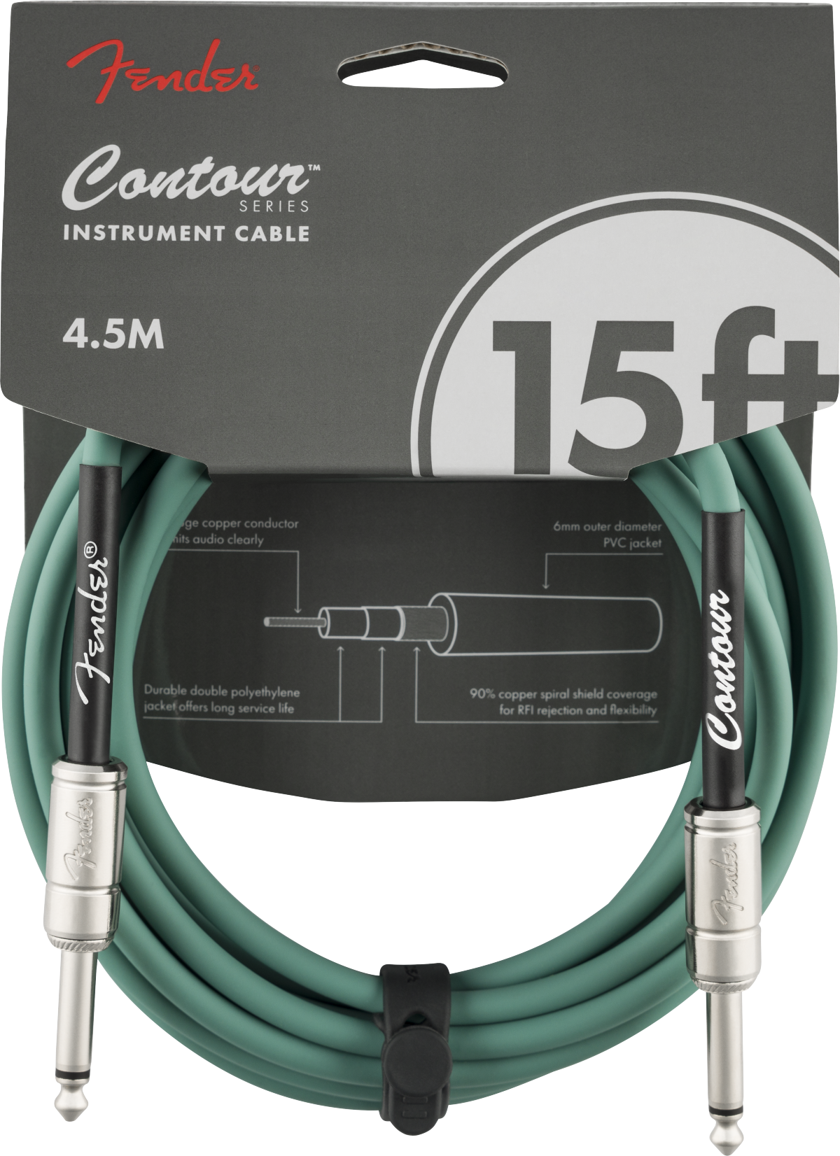 FENDER Contour Instrument Cable, Sherwood Green, 15 - 0990571046
