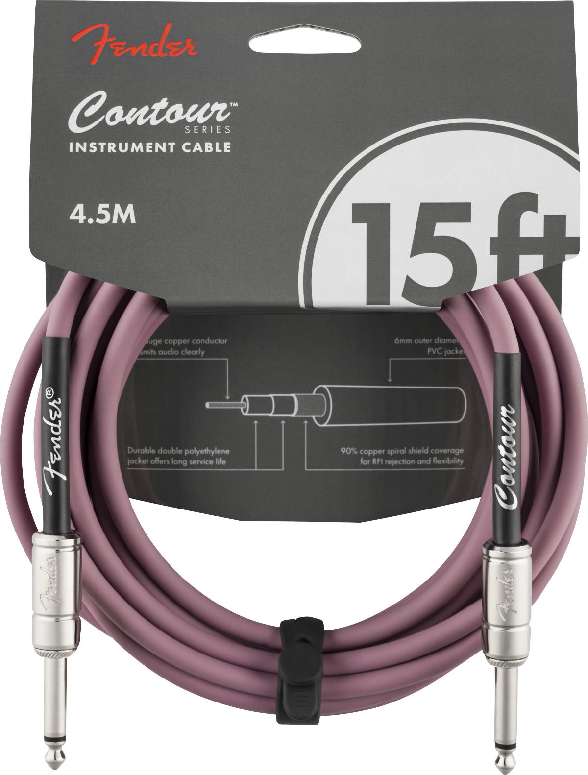 FENDER Contour Instrument Cable, Burgundy Mist, 15 - 0990571066