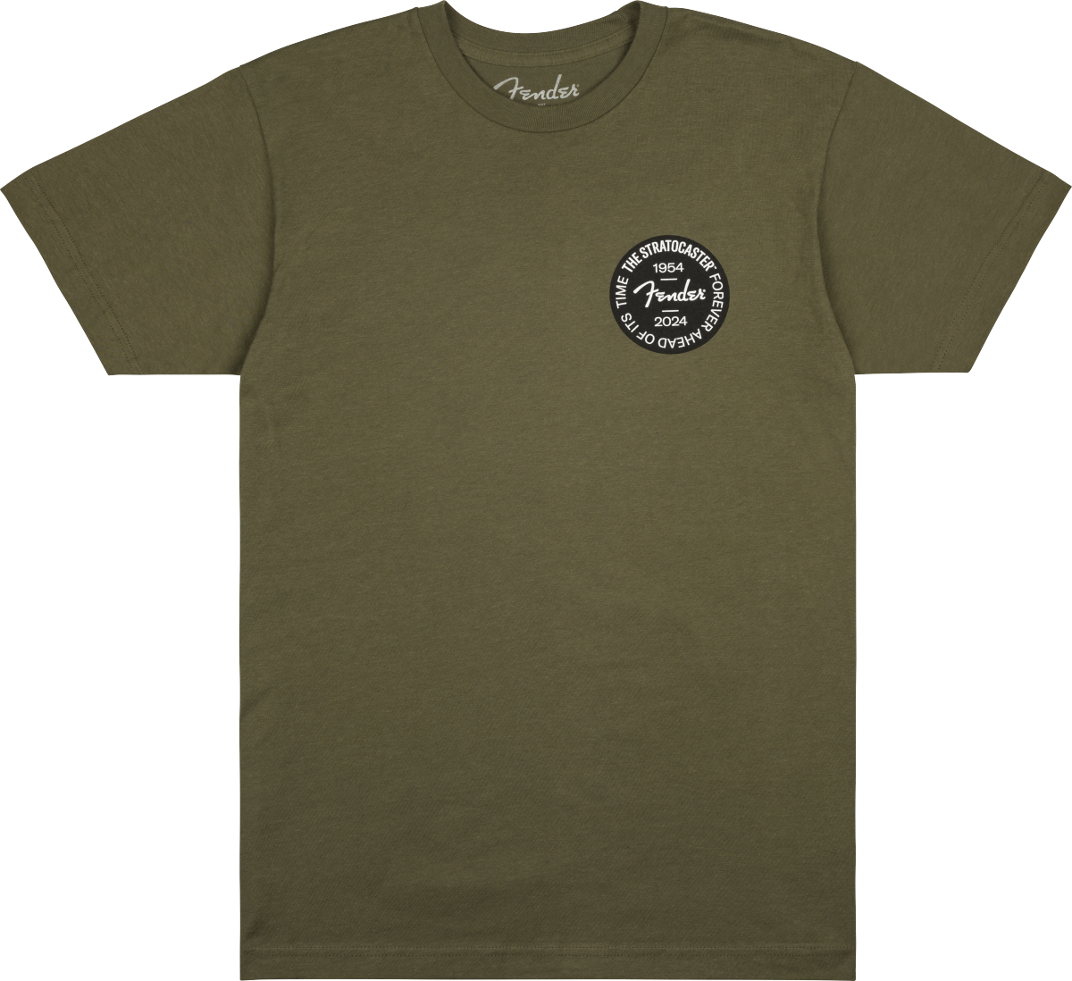 FENDER Stratocaster 70th Anniversary Badge Tee, Olive, XXL - 9101293897