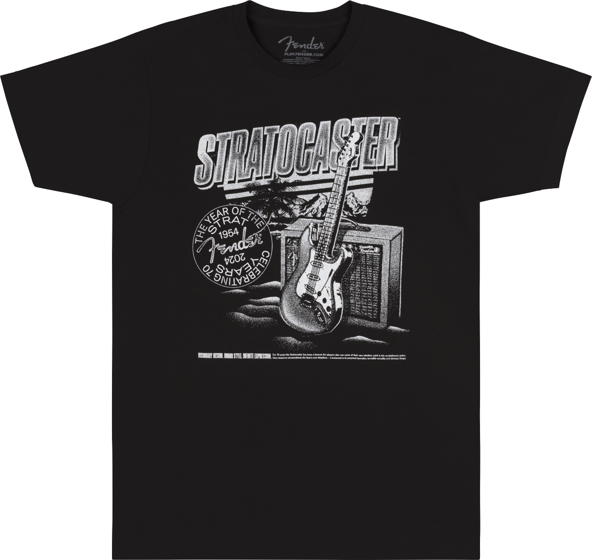 FENDER Fender Stratocaster 70th Anniversary, Tee, Black, S - 9101292397