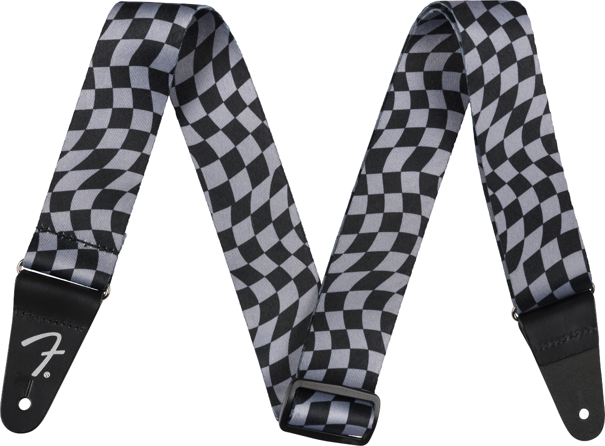 FENDER Wavy Checkerboard Polyester Strap, Gray - 0990637248