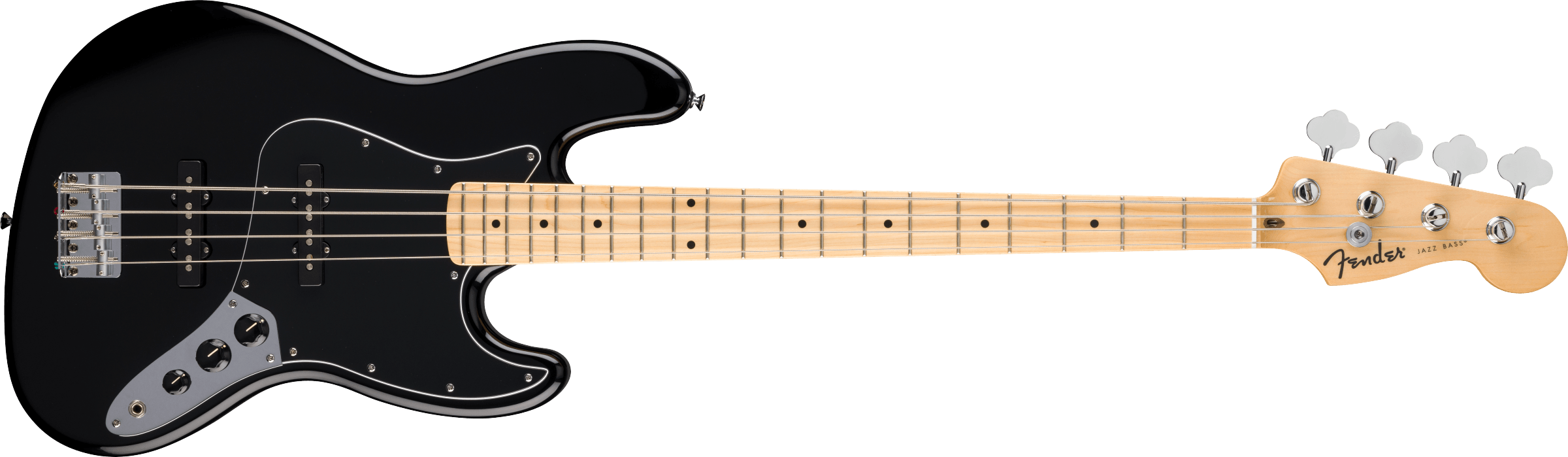 FENDER Standard Jazz Bass, Maple Fingerboard, Black Pickguard, Black - 0266821506
