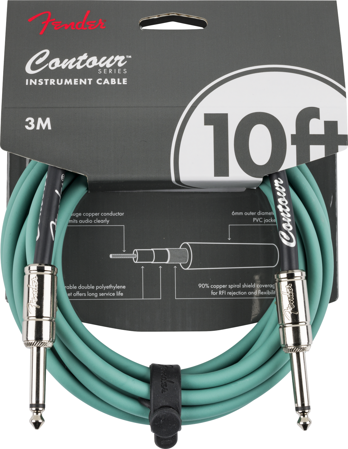 FENDER Contour Instrument Cable, Sherwood Green, 10 - 0990571146
