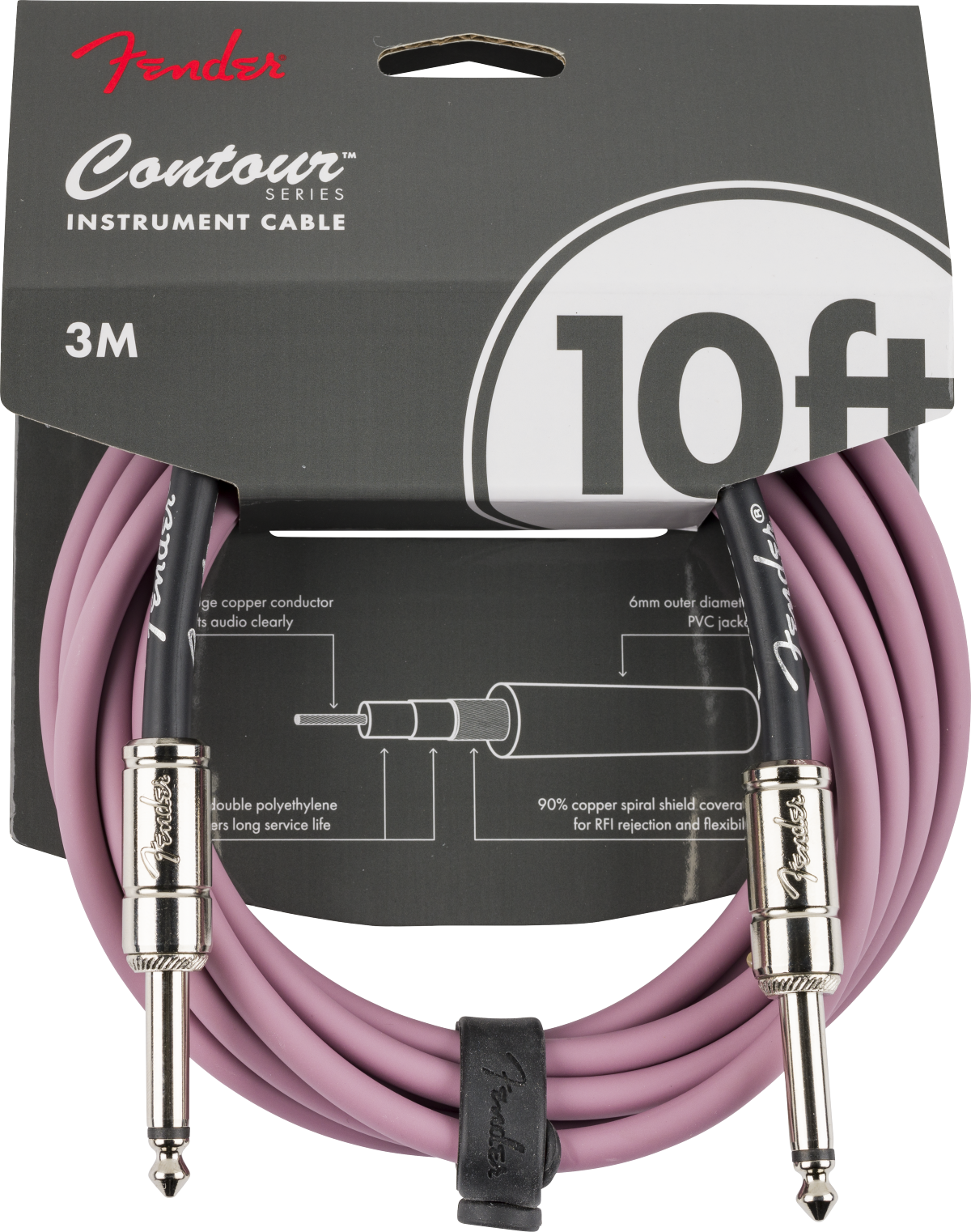FENDER Contour Instrument Cable, Burgundy Mist, 10 - 0990571166