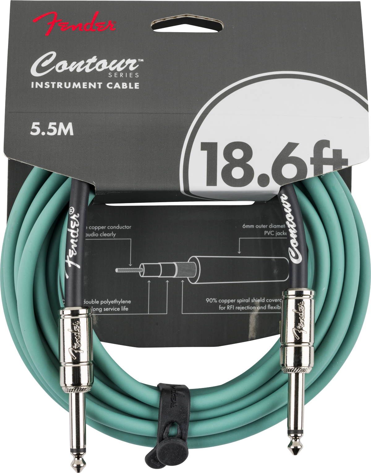 FENDER Contour Instrument Cable, Sherwood Green, 18.6 - 0990571846