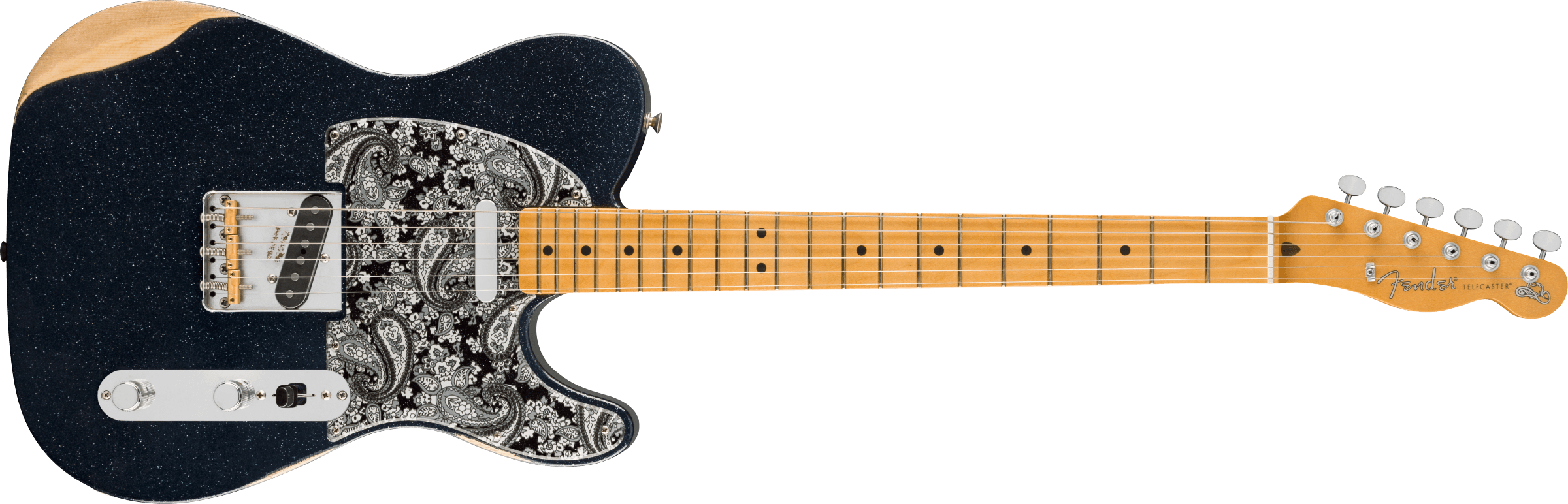 FENDER Brad Paisley Road Worn Telecaster, Maple Fingerboard, Black Sparkle - 0145902398