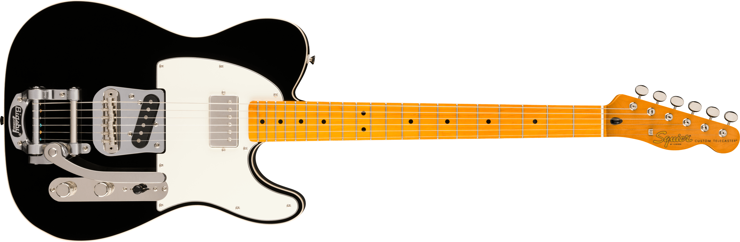 SQUIER Classic Vibe Custom Telecaster SH with Bigsby, Maple Neck, Parchment Pickguard, Black - 0374048906