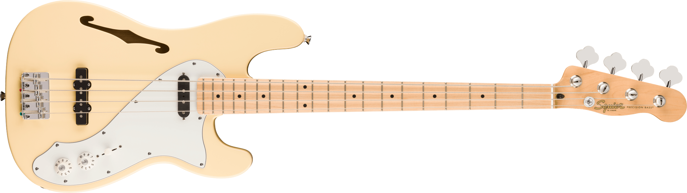 SQUIER Paranormal Precision Bass Thinline SJ, Maple Fingerboard, Parchment Pickguard, Vintage White - 0377111541
