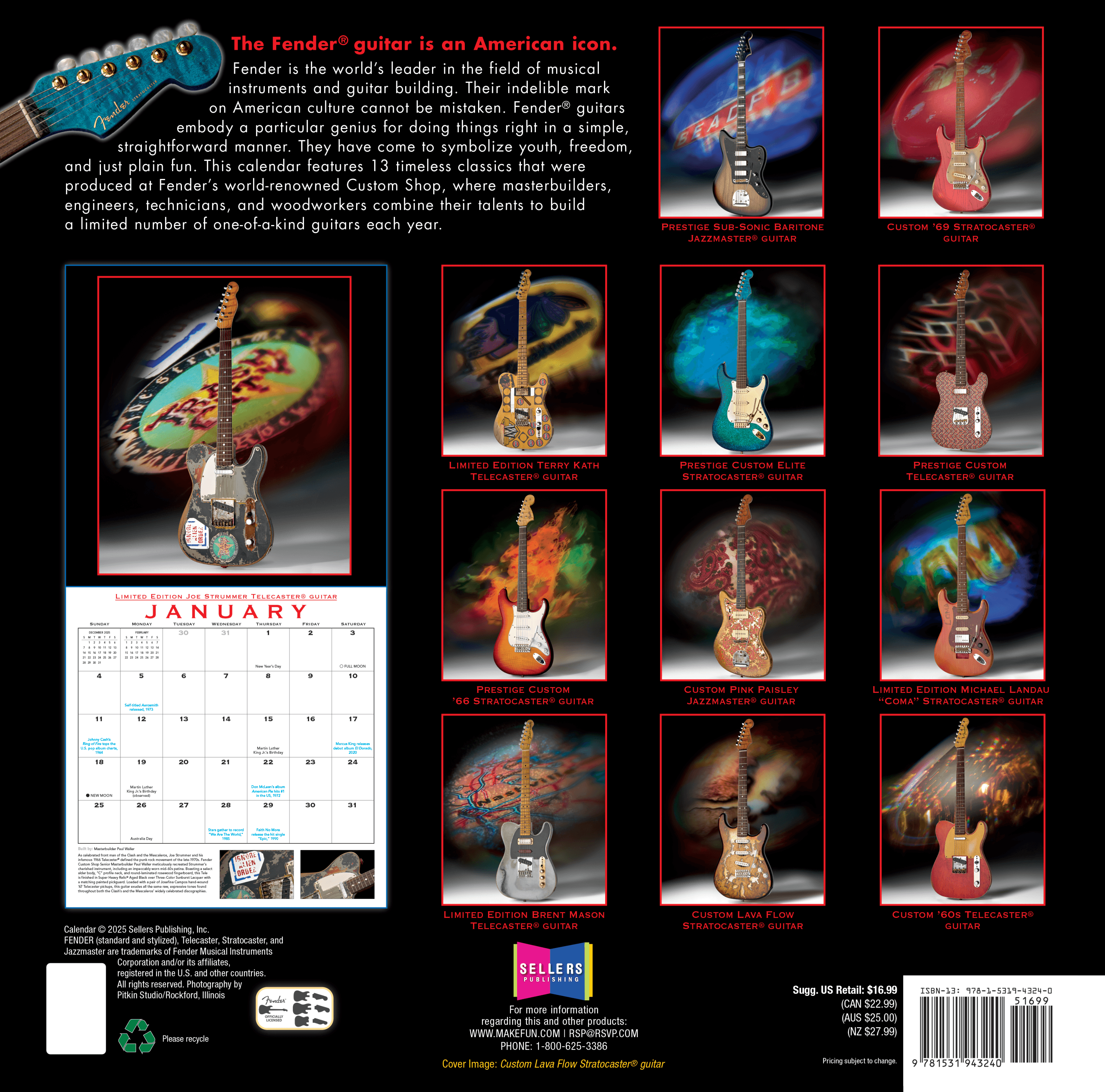 The Vintage Guitar Calendar 1998～2001 Vintage Guitar Wall calendar 1998, 1999, 2000, 2001