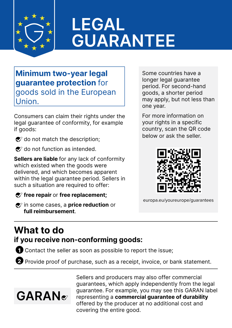 EU Legal Guarantee notice