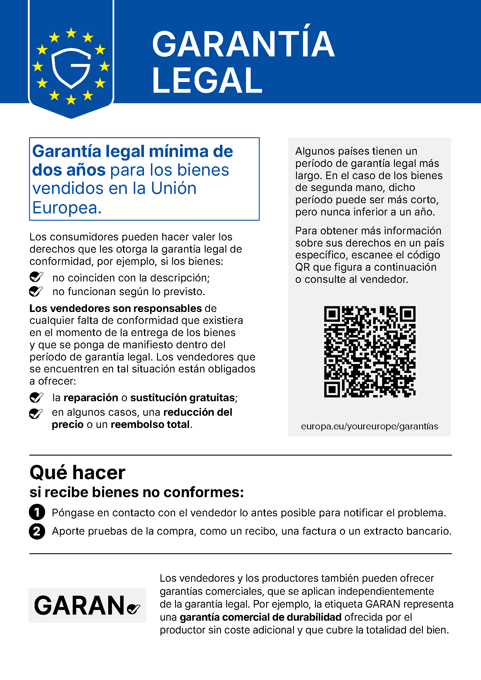 Aviso de garantía legal